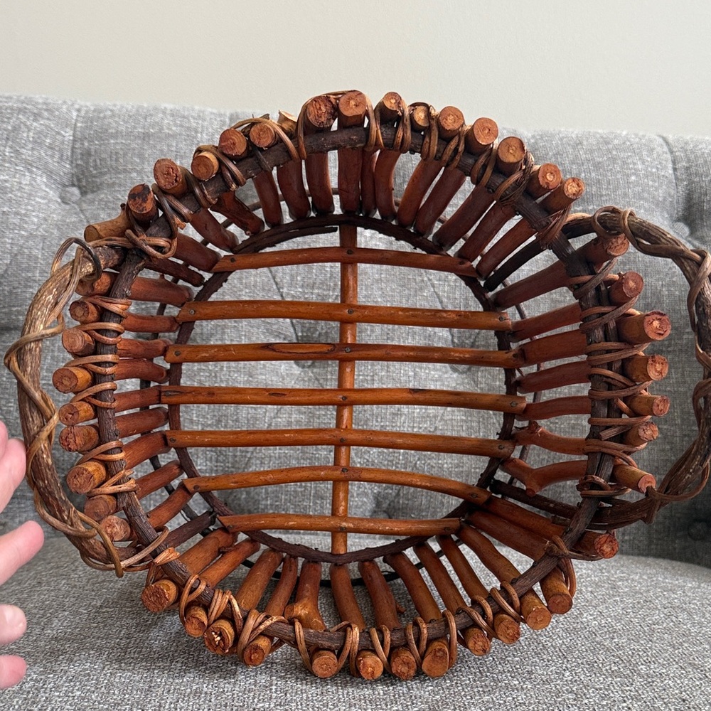Rustic Wooden Twig Basket - Picture 4 of 5
